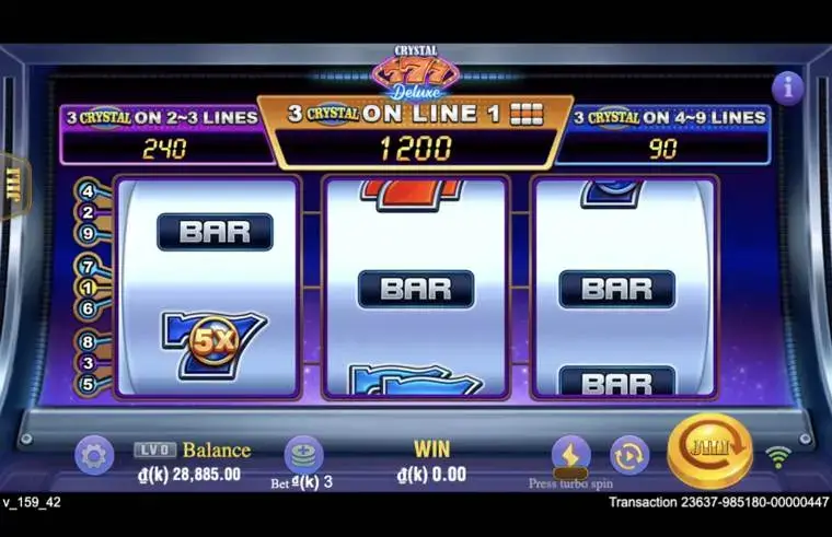 Ảnh giao diện chính game Crystal 777 DELUXE (slot JILI) chơi tại LC79